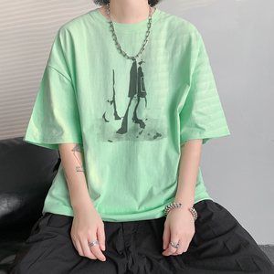 已注册/夏季黄色人物印花短袖T恤打底衫男大码体恤DT2648/P25图片