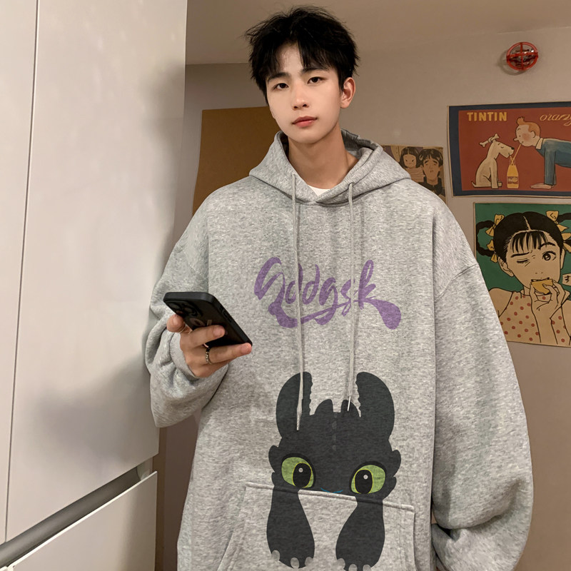 已注册/秋季连帽卫衣男青年日系大码宽松外套潮WY9383/P45加绒P50,男装卫衣,电商B316