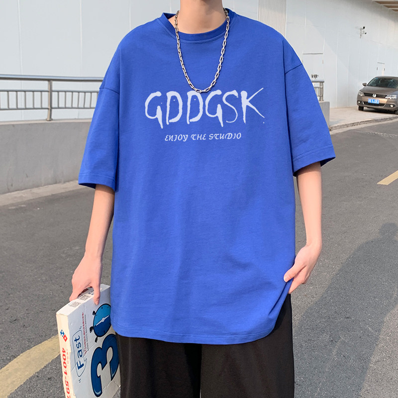 已注册/克莱因蓝短袖T恤男夏季港风半袖大码体恤打底衫DT6677/P25图片