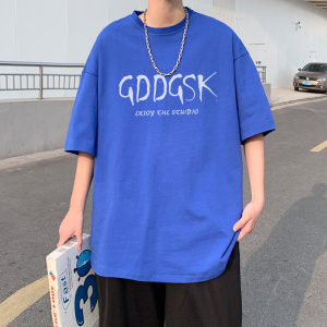 已注册/克莱因蓝短袖T恤男夏季港风半袖大码体恤打底衫DT6677/P25图片