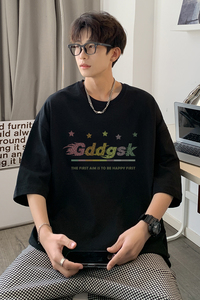 夏季新印花纯棉圆领日系短袖T恤大码男体恤打底衫DT3558/P25图片