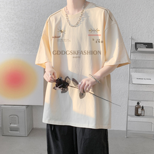 已注册/夏季大码纯棉日系风短袖T恤男生体恤打底衫DT7741/P25图片