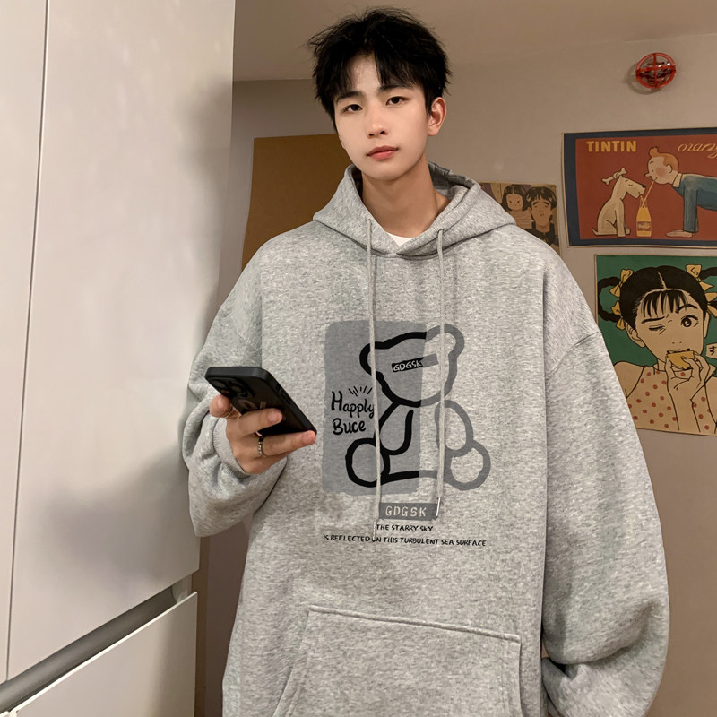已注册/秋季ins潮牌宽松连帽卫衣男落肩打底衫WY9296/P45加绒P50,男装卫衣,电商B316