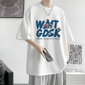已注册/夏季印花短袖T恤男港风半袖大码体恤打底衫DT8883/P25图片