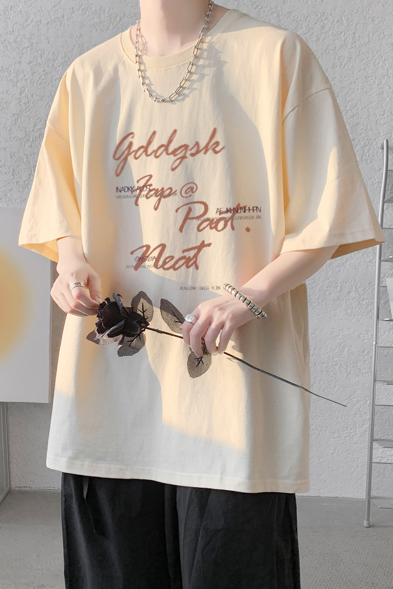 已注册/夏季新印花卡其色短袖T恤男潮牌打底衫体恤DT6340/P25,男装T恤,电商B316