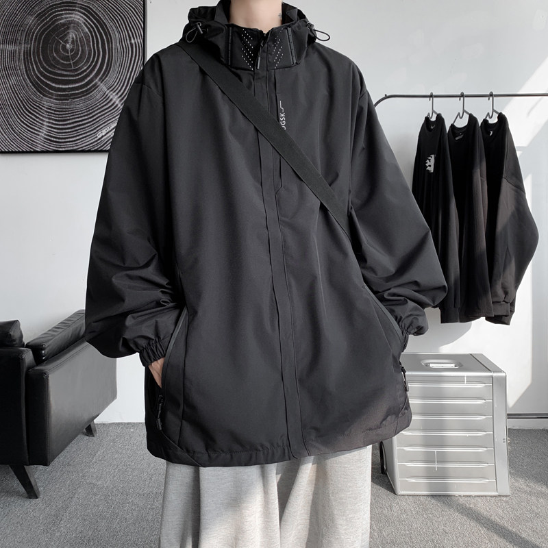 秋冬季日系连帽加厚冲锋衣男生健身宽松夹克外套 JK1763/P100图片