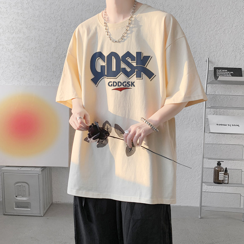 已注册/重磅新夏季卡其色印花流行短袖T恤男生体恤DT3666/P25图片