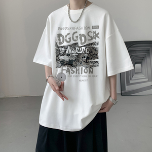 已注册/夏季白色潮牌流行短袖T恤男大码体恤打底衫DT3997/P25图片