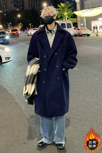 新款毛呢大衣男青年秋冬宽松韩系休闲风衣中长款外套MN9538/P100图片