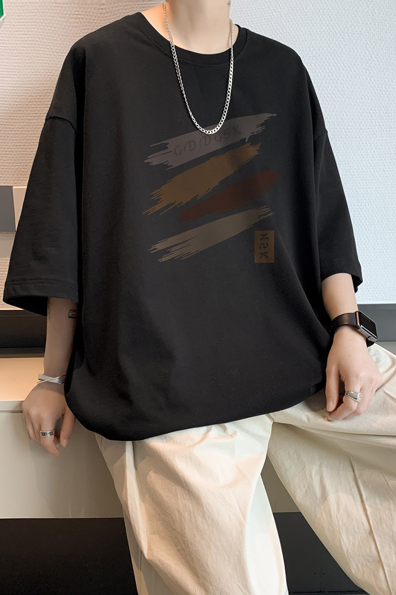 已注册/夏季黑色纯棉韩版短袖T恤男大码体恤打底衫DT9500/P25,男装T恤,电商B316