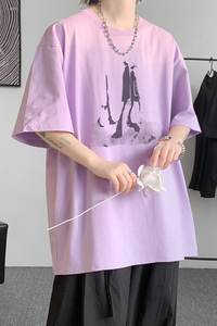 已注册/夏季紫色人物印花短袖T恤男大码打底衫体恤DT2648/P25图片