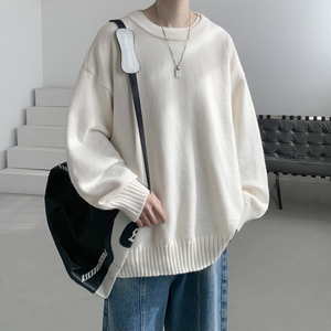 已注册/冬季新款简约宽松针织衫男潮圆领毛衣百搭外套MY9502/P45图片