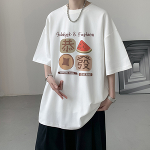 已注册/夏季白色风半袖短袖T恤男大码体恤打底衫DT3008/P25图片