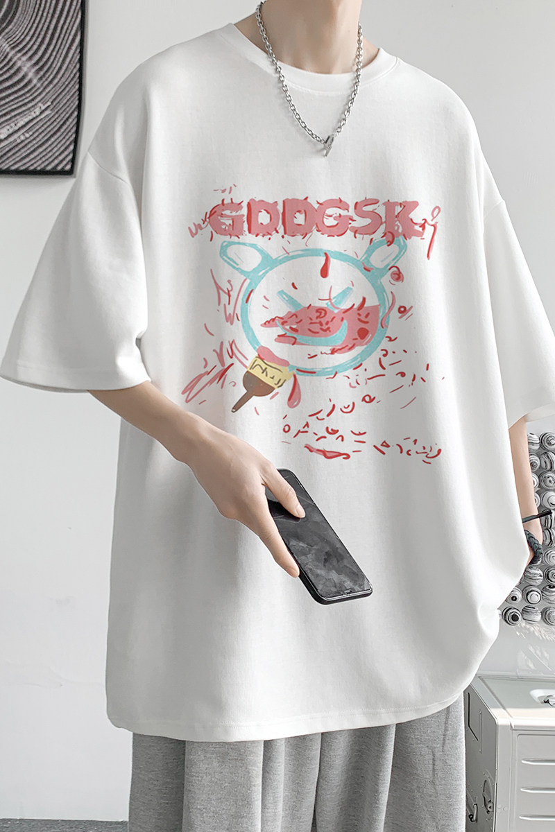 已注册/微笑的恶魔夏季印花短袖T恤男大码半袖港风体恤DT5686/P25,男装T恤,电商B316