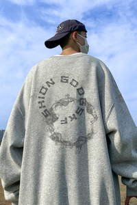 已注册/华棉秋季新浅灰色卫衣男宽松学院风打底衫 WY1220/P35图片