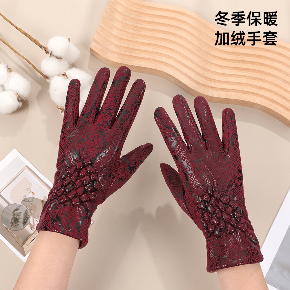 进口保暖手套冬季女士户外运动防寒保暖触屏手套加厚防风骑行加绒