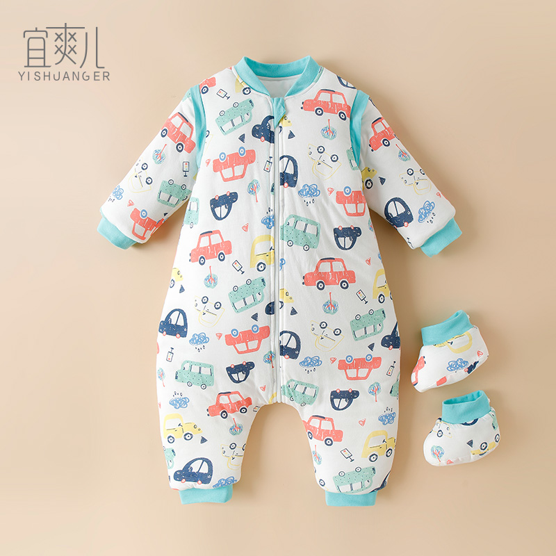 清仓睡袋婴儿秋冬款分腿式男女宝宝防惊跳恒温睡袋纯棉防踢被儿童