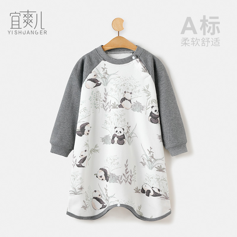婴儿睡衣春秋季纯棉款小宝宝睡袋防踢被儿童家居服睡裙长袖连体衣