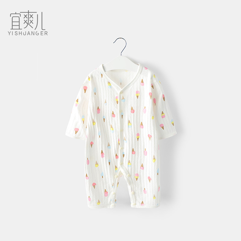 嬰兒連體衣夏季薄款男女寶寶哈衣新生兒衣服0-3個月6純棉睡衣夏裝