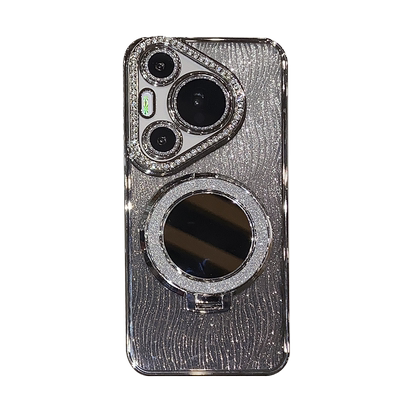 自带镜头膜适用华为Pura70手机壳2025新款Pro+奢华水钻pura80ultra女款高级感P70系列镜子支架软硅胶全包防摔