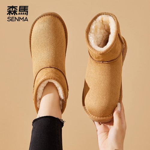 森马雪地靴女加绒加厚面包鞋