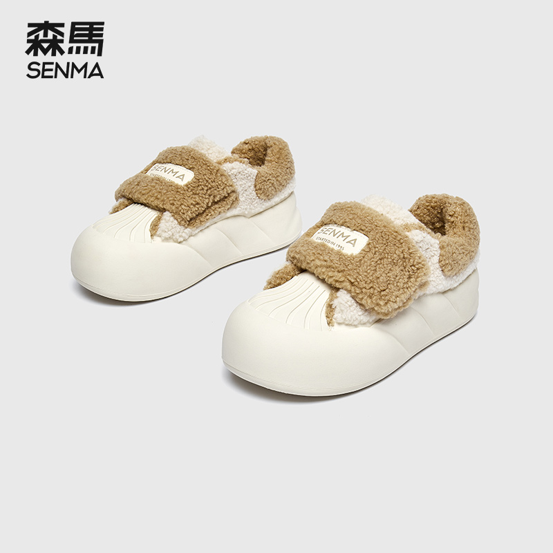 森马毛毛鞋保暖女鞋加绒秋冬板鞋