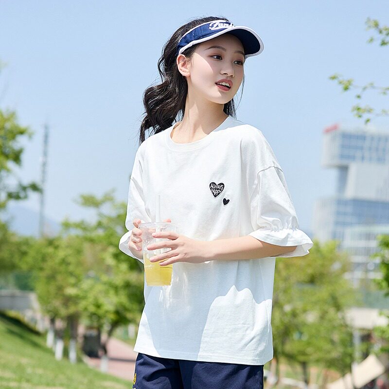 初中生少女短袖宽松T恤上衣