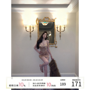 项天鹅er 法式吊带连衣裙女2025冬季新款性感包臀裙生日礼服裙子