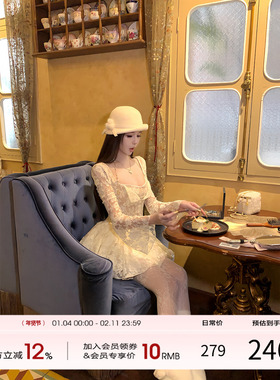 天鹅er 【织梦天鹅】气质显瘦法式小众连衣裙E25Q10477