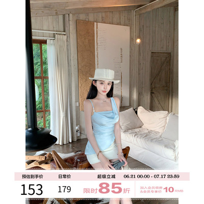 项天鹅er 荡领吊带背心女2025夏季新款法式设计感无袖抹胸上衣