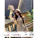 性感包臀裙V领长袖 项天鹅er 新款 蕾丝连衣裙女2025冬季 裙子 法式