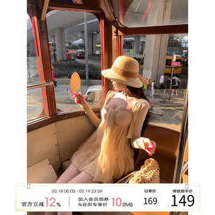 项天鹅er 法式吊带连衣裙女2026早春新款网纱抹胸蓬蓬裙度假裙子