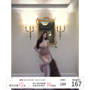 新款 吊带连衣裙女2025冬季 性感包臀裙生日礼服裙子 法式 项天鹅er