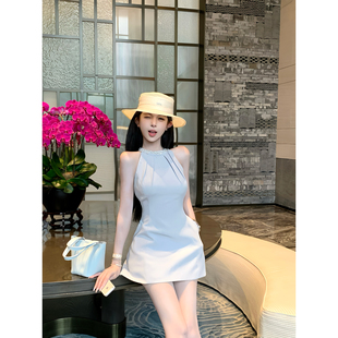 高级感千金穿搭a字裙小资裙子 项天鹅er 法式 无袖 连衣裙女2025夏季