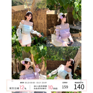 夏季 时尚 法式 甜美套装 E25Q1530 天鹅er E26Y20150 柔纱肩线