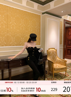 天鹅er 【曼哈顿街区】显瘦时尚黑色修身套装E25Y10400+E25K10401