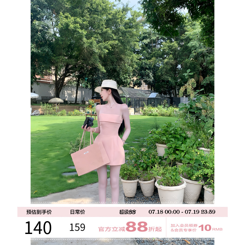天鹅er 【里昂大小姐】小个子短款夏季小众连衣裙E25Q2249