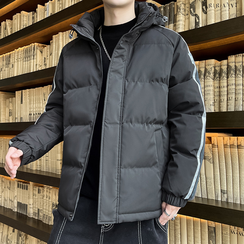 LOOSE COTTON CLOTHING MENS 2024 NEW WINTER FASHION BRAND FASHION CASUAL VERSATILE COMFORTABLE THICKENED HOODED COTTON JACKET