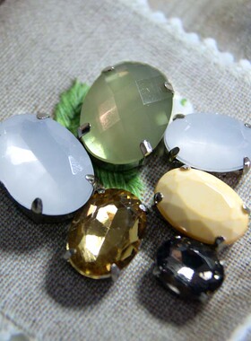 亚克力钻10*14mm 13*18 8*10浅黄色白色金黄色手缝爪钻饰品珠子订