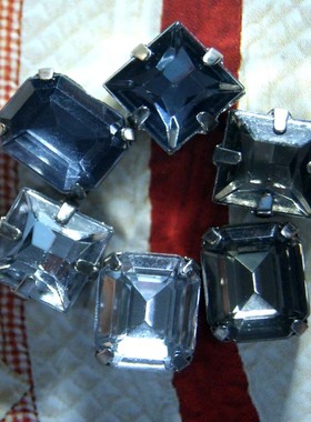 9mm正方形方钻8x10mm带拖抓钻手缝珠钻手钉婚纱钻石烟灰白色浅蓝