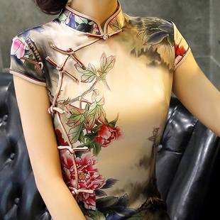 旗袍金陵十三钗老上海风复古高端大气上档次气质淑女人味走秀长裙