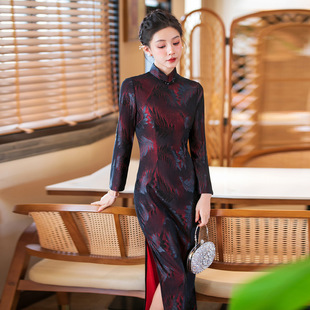 妈妈气质优雅 复古七分袖 民国改良秋冬新中式 高级感轻奢风旗袍长款
