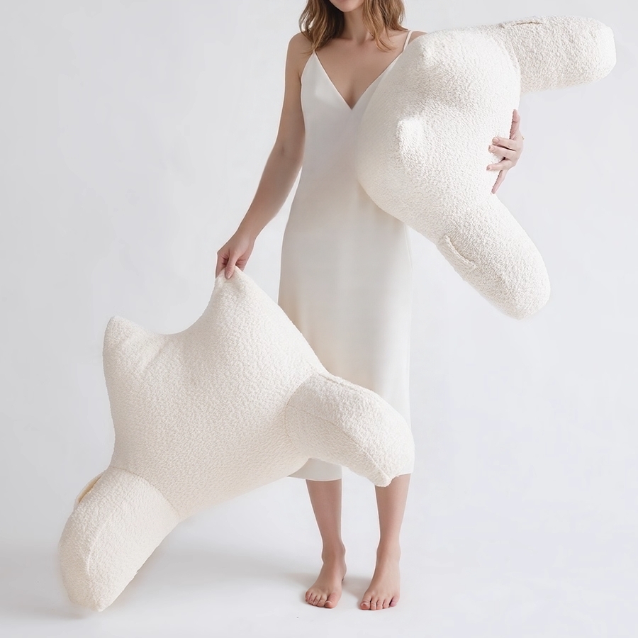 泰迪绒猫耳朵靠枕床头软包靠垫