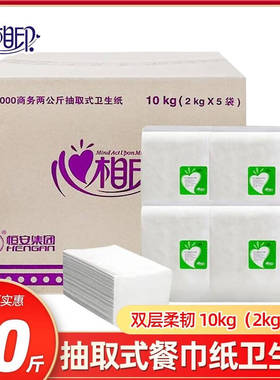 心相印抽纸DT2000双层商务用纸简装餐巾纸软抽纸面巾纸抽20斤/箱