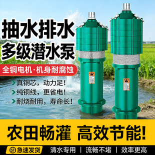 高扬程小老鼠大流量抽水泵QD多级潜水泵家用220V油浸泵深井泵380V