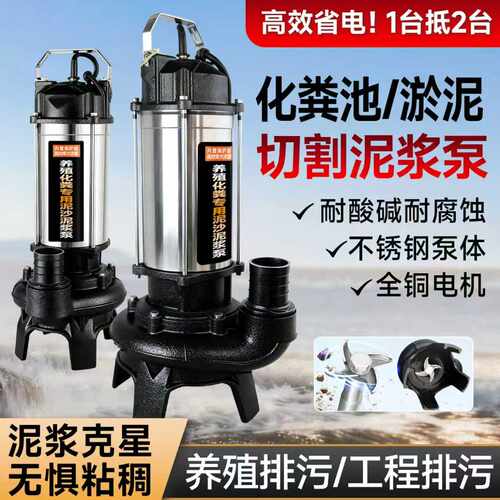 4寸抽泥泵三相水泵抽水家用农用泥浆泵淤泥工业污水泵380v高扬程