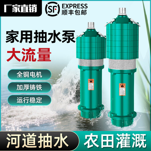 三千瓦油浸式高扬程大流量农田灌溉潜水泵220v家用3两相电2寸抽水