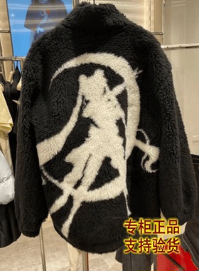 美少女战士羊羔绒宽松潮牌黑色拉链外套03099