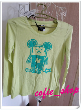 原单外贸DSN童装荧光绿可爱鼠大童上衣0305