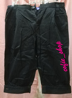 衣本色EBASE间条黑色条纹中短裤五分裤泡泡裤中腰休闲灯笼裤